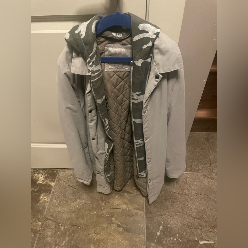 Zara khaki Hooded Jacket with removable Camouflage Lining